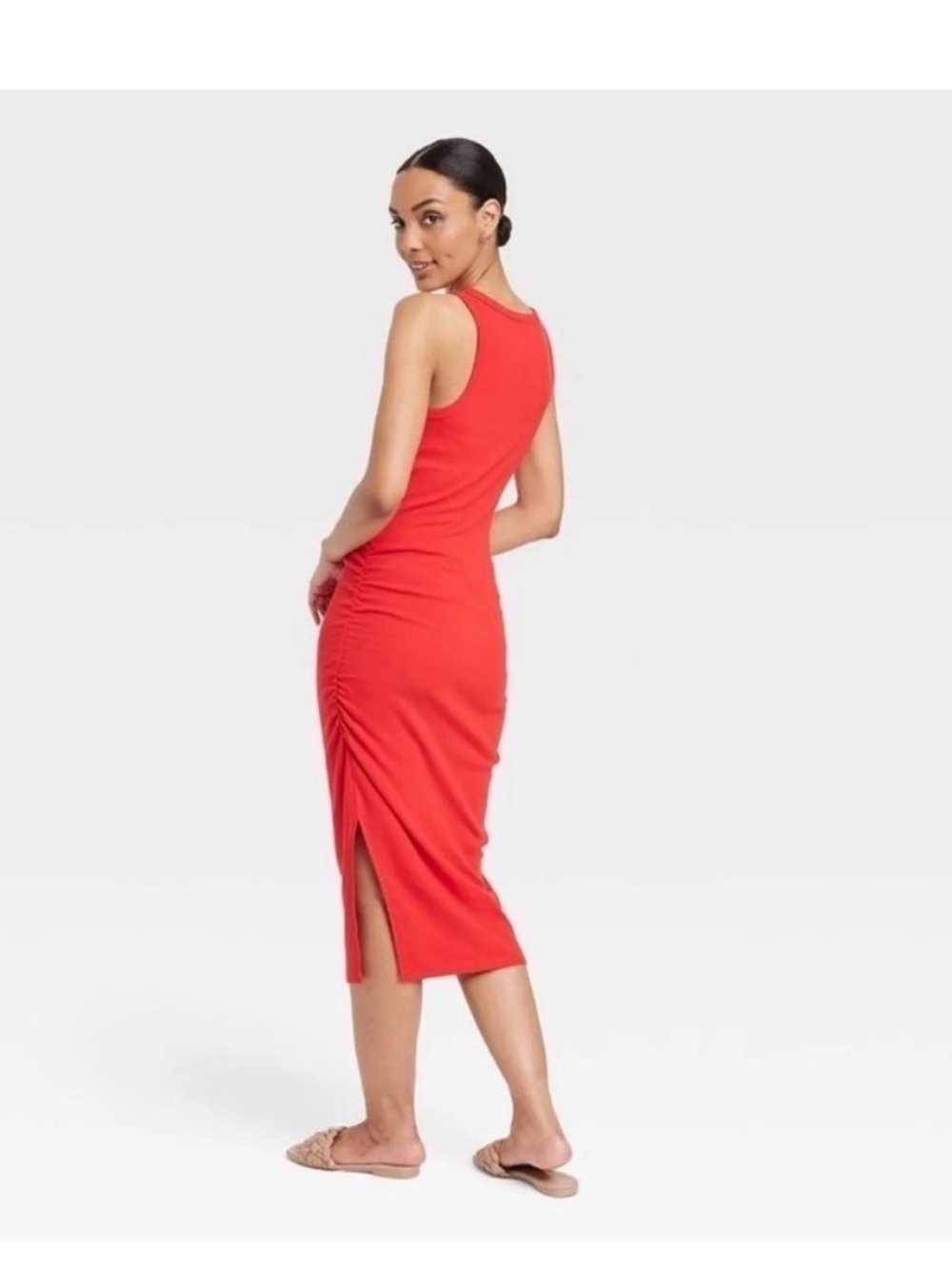 NEW A NEW DAY bodycon tank racerback dress. Side ruching size XS BLACK - Picture 2 of 5